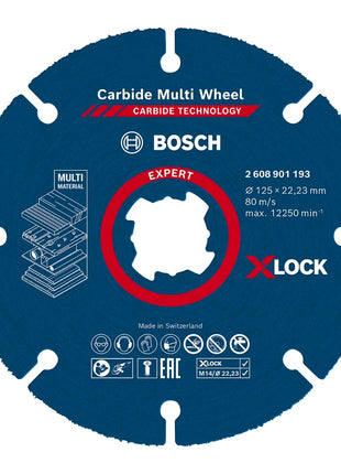 Disco de corte Bosch Expert Carbide Multi Wheel X-LOCK (2608901195) 125 mm x 22,23 mm 10 piezas.