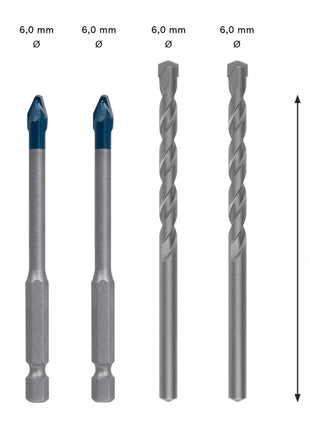 Bosch EXPERT HEX-9 HardCeramic Bohrer Mixed Set 6,0 mm 5 tlg. ( 2608900596 ) Carbide Technology - Toolbrothers