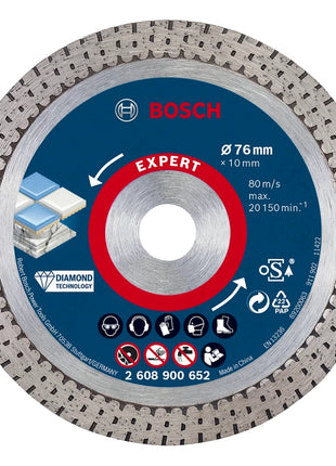 Bosch Expert Hard Ceramic Disque à tronçonner diamant 76 mm 76 x 1,5 x 10 mm ( 2608900652 ) - successeur de 2608615020