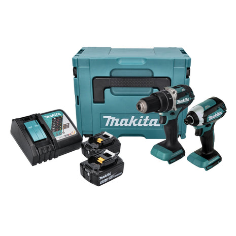 Makita DLX 2180 TJ Kit combiné perceuse-visseuse à percussion sans fil DHP 484 + DTD 153 + 2x batterie 5,0 Ah + chargeur + Makpac