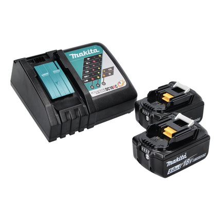 Kit combinado de batería Makita DLX 2214 TJ Taladro de impacto a batería DHP 481 + llave de impacto a batería DTD 170 + 2x batería 5.0 Ah + cargador + Makpac