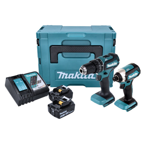 Makita DLX 2283 TJ Akku Combo Kit DHP 485 Akku Schlagbohrschrauber + DTD 153 Akku Schlagschrauber + 2x Akku 5,0 Ah + Ladegerät + Makpac