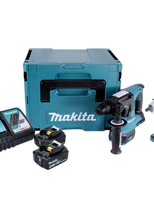 Kit combinado de batería Makita DLX 2372 TJ Taladro percutor a batería DHR 242 + llave de impacto a batería DTW 300 + 2x batería 5.0 Ah + cargador + Makpac