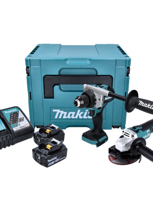 Makita DLX 2430 TJ Akku Combo Kit DDF 486 Akku Bohrschrauber + DGA 504 Akku Winkelschleifer + 2x Akku 5,0 Ah + Ladegerät + Makpac