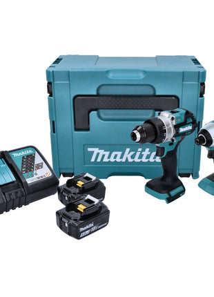 Kit combiné batterie Makita DLX 2432 TJ Perceuse sur batterie DDF 486 + clé à chocs sur batterie DTD 153 + 2x batterie 5,0 Ah + chargeur + Makpac