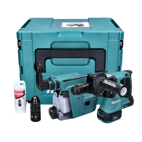 Taladro percutor inalámbrico Makita DHR 243 ZJW 18 V 2.0 J SDS plus sin escobillas + aspiración + Makpac - sin batería, sin cargador