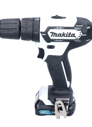 Makita HP 333 DSAW Akku Schlagbohrschrauber 12 V 30 Nm Weiß + 1x Akku 2,0 Ah + Ladegerät + Koffer