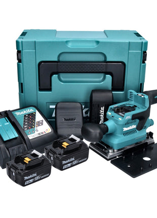 Makita DBO 380 RTJ ponceuse orbitale sur batterie 18 V 93 x 185 mm sans balais + 2x batteries 5,0 Ah + chargeur + Makpac