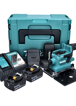 Makita DBO 380 RGJ ponceuse orbitale sur batterie 18 V 93 x 185 mm sans balais + 2x batteries 6,0 Ah + chargeur + Makpac