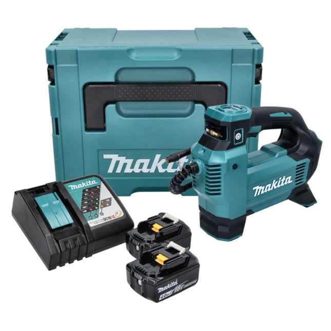 Makita DMP 181 RMJ cordless compressor 18 V 11.1 bar + 2x rechargeable battery 4.0 Ah + charger + Makpac