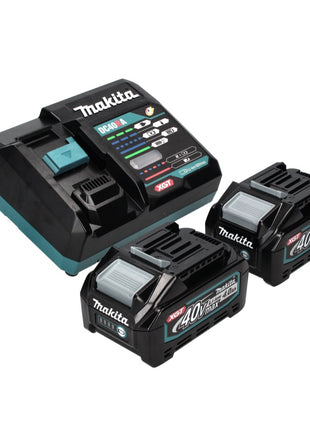 Makita FN 001 GM2 cloueuse à tête d'emballage avec batterie 40 V max. XGT Brushless + 2x batterie 4,0 Ah + chargeur