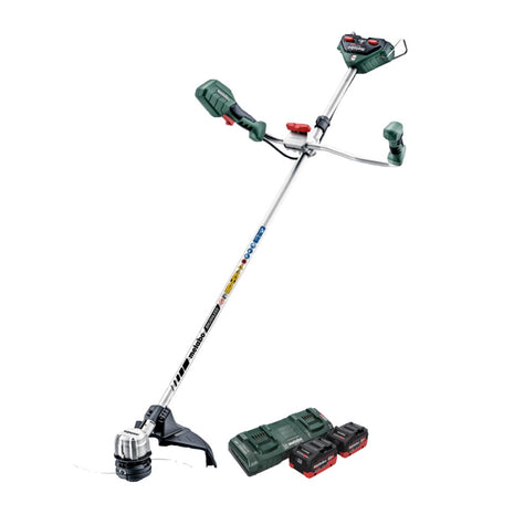 Desbrozadora de batería Metabo FSB 36-18 LTX BL 40 36 V (2x 18 V) bimando sin escobillas + 2x batería 8,0 Ah + cargador doble