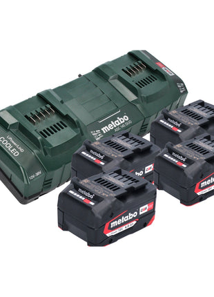 Metabo set básico 4x batería Li-Power 18 V 4,0 Ah CAS Li-Ion (4x 625027000) + cargador rápido doble ASC 145 DUO (627495000)