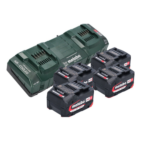 Metabo set básico 4x batería Li-Power 18 V 4,0 Ah CAS Li-Ion (4x 625027000) + cargador rápido doble ASC 145 DUO (627495000)