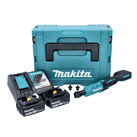 Makita DWR 180 RTJ cordless ratchet screwdriver 18 V 47.5 Nm 1/4" 3/8" + 2x rechargeable battery 5.0 Ah + charger + Makpac