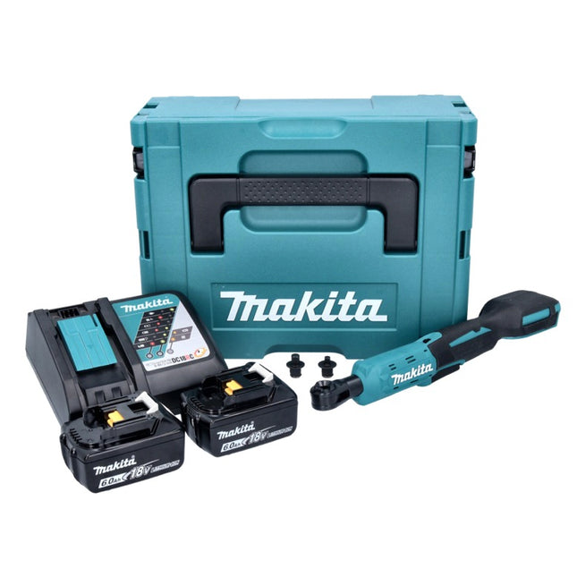 Makita DWR 180 RGJ cordless ratchet screwdriver 18 V 47.5 Nm 1/4" 3/8" + 2x rechargeable battery 6.0 Ah + charger + Makpac