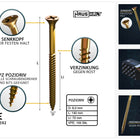 HausHalt Universal Holzbauschraube Holzschraube 6,0 x 140 mm PZ3 100 Stk. ( 000051371217 ) gelb verzinkt Kreuzschlitz Pozidriv Senkkopf Teilgewinde - Toolbrothers