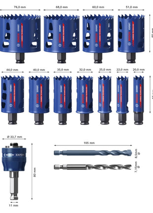 Bosch EXPERT Tough Material Lochsägen Set 14 tlg. 20 - 76 x 60 mm ( 2608900448 ) Carbide Technology für Dreh- und Schlagbohrer - Toolbrothers