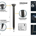 HausHalt Universal Holzbauschraube Holzschraube 3,5 x 45 mm PZ2 1600 Stk. ( 4x 000051371108 ) silber verzinkt Kreuzschlitz Pozidriv Senkkopf Vollgewinde - Toolbrothers