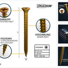 HausHalt Universal Holzbauschraube Holzschraube 5,0 x 40 mm PZ2 1000 Stk. ( 2x 000051371192 ) gelb verzinkt Kreuzschlitz Pozidriv Senkkopf Vollgewinde - Toolbrothers