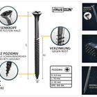 HausHalt Universal Holzbauschraube Holzschraube 4,5 x 70 mm PZ2 500 Stk. ( 2x 000051371177 ) silber verzinkt Kreuzschlitz Pozidriv Senkkopf Teilgewinde - Toolbrothers