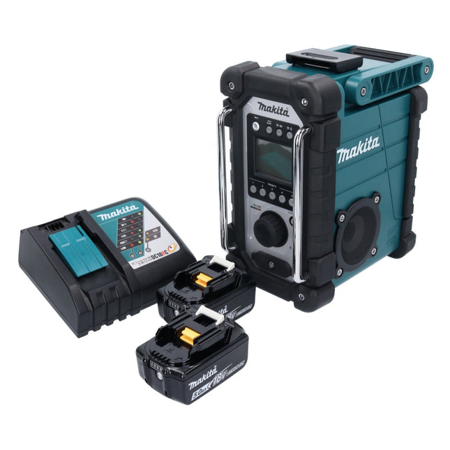 Makita DMR 107 RT Cordless Jobsite Radio 7.2-18V + 2x Batteries 5.0 Ah + Charger