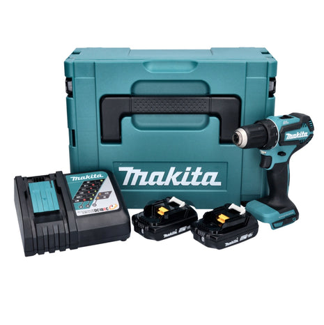 Taladro atornillador inalámbrico Makita DDF 485 RAJ 18 V 50 Nm sin escobillas + 2 baterías 2,0 Ah + cargador + Makpac