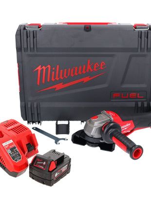 Amoladora angular a batería Milwaukee M18 FSAGV115XPDB-601X 18 V 115 mm sin escobillas + 1x batería 6,0 Ah + cargador + caja HD