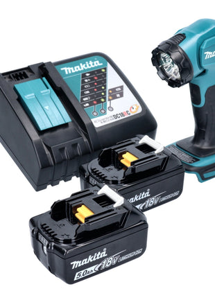 Makita DEADML 815 RT LED Akku Handleuchte 14,4 - 18 V 160 lm + 2x Akku 5,0 Ah + Ladegerät