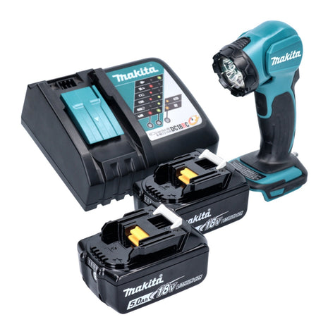 Makita DEADML 815 RT Lampada portatile a batteria LED 14,4 - 18 V 160 lm + 2x batteria ricaricabile 5,0 Ah + caricabatterie