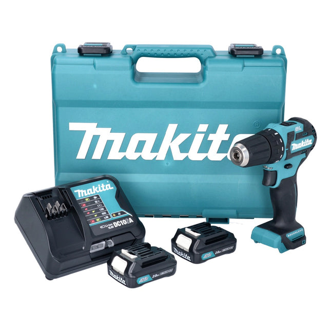 Trapano avvitatore a batteria Makita DF 332 DSAE 12 V 35 Nm brushless + 2x batteria ricaricabile 10,8 V 2,0 Ah + caricabatterie + valigetta