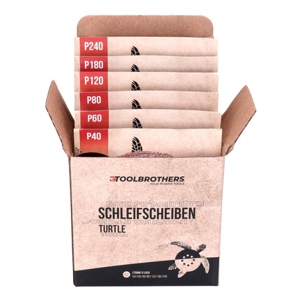 Bosch GEX 12V-125 Profesjonalna akumulatorowa szlifierka oscylacyjna bezszczotkowa 12 V 125 mm + 2x akumulator 3,0 Ah + ładowarka + zestaw szlifierski Toolbrothers TURTLE + L-Boxx