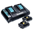 Makita Power Source Kit 18 V avec 2x BL 1820 B2,0 Ah batterie ( 2x 197254-9 ) + DC 18 RD double chargeur rapide ( 196933-6 )
