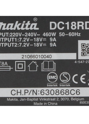 Zestaw Makita Power Source Kit 18 V z akumulatorem 2x BL 1820 B 2,0 Ah ( 2x 197254-9 ) + podwójna szybka ładowarka DC 18 RD ( 196933-6 )