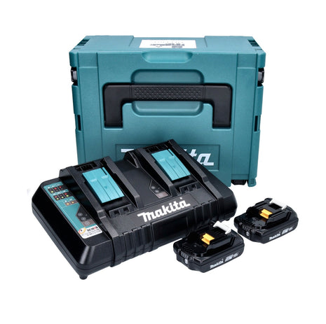 Makita Power Source Kit 18 V mit 2x BL 1820 B 2,0 Ah Akku ( 2x 197254-9 ) + DC 18 RD Doppel Schnellladegerät ( 196933-6  ) + Makpac