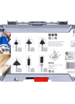 Bosch Rand- und Kantenfräser Set 6 tlg. 1/4" Schaft ( 2607017470 ) Trim & Edging Set für Oberfräsen - Toolbrothers