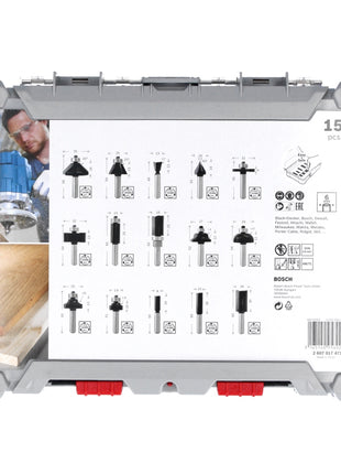 Bosch Mixed Fräser Set 15 tlg. 6 mm Schaft ( 2607017471 ) für Oberfräsen