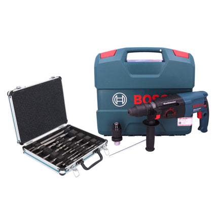 Bosch GBH 2-26 DFR Taladro percutor profesional 800 W 2,7 J SDS plus + portabrocas intercambiable + set taladro y cincel 13 piezas + estuche