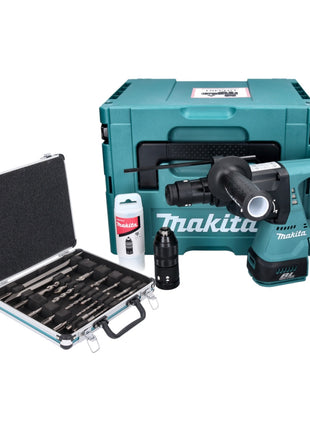 Makita DHR 243 ZJ marteau perforateur sans fil 18 V 2,0 J SDS plus sans balais + jeu de 13 perceuses et burins + Makpac - sans batterie, sans chargeur