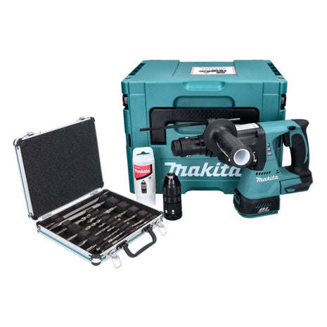 Makita DHR 243 ZJ Akku Bohrhammer 18 V 2,0 J SDS plus Brushless + 13 tlg. Bohrer und Meißel Set + Makpac - ohne Akku, ohne Ladegerät