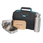 Toolbrothers Lunchpaket mit Makita Isoliertasche + Toolbrothers Fan Edelstahl Brotdose mit 2 Etagen und Bambus Decke 1340 ml + Edelstahl Trinkflasche 500 ml - Toolbrothers