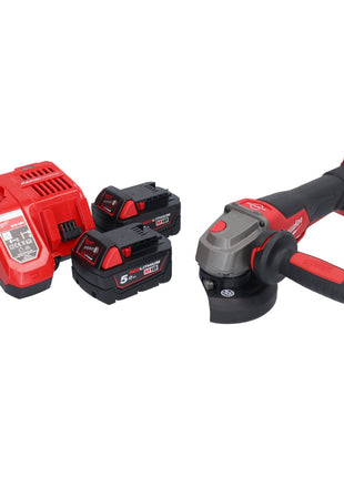 Amoladora angular a batería Milwaukee M18 FSAGV115XPDB-502 18 V 115 mm sin escobillas + 2x baterías 5,0 Ah + cargador