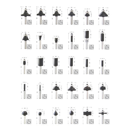 Fresadora Makita RP 2303 FCXJ 2100 vatios carrera 70 mm + tope + set cortador 30 piezas + Makpac