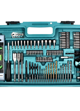 Taladro percutor inalámbrico Makita DHP 480 SA2X5 18 V 54 Nm + 2x baterías 2,0 Ah + cargador + set de accesorios 101 piezas + estuche