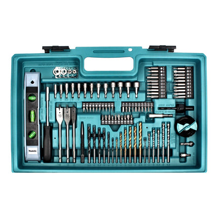 Trapano a percussione a batteria Makita DHP 453 SAX5 18 V 42 Nm + 1x batteria ricaricabile 2,0 Ah + caricabatterie + set di accessori da 101 pezzi + valigetta