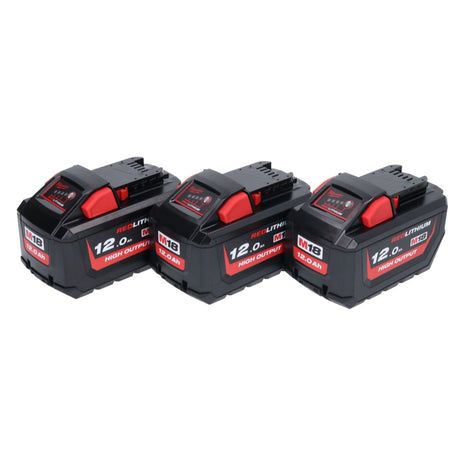 Milwaukee M18 HB12 High Output Akku Set 3x 18 V 12,0 Ah / 12000 mAh Li-Ion ( 3x 4932464260 ) mit Ladestandsanzeige - Toolbrothers