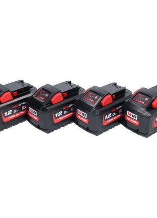 Milwaukee M18 HB12 High Output Akku Set 4x 18 V 12,0 Ah / 12000 mAh Li-Ion ( 4x 4932464260 ) mit Ladestandsanzeige - Toolbrothers