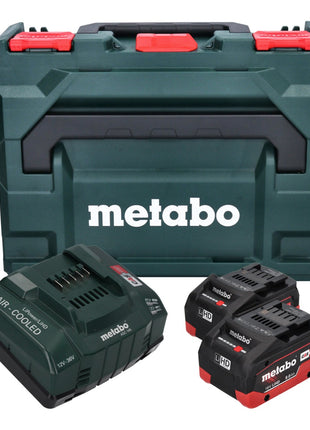 Metabo Basis Set 2x Li-Power Akkupack 18 V 8,0 Ah CAS Li-Ion Akku ( 685131590 ) + Ladegerät ASC 145 + metaBOX