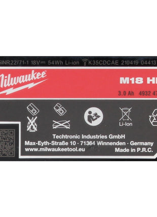 Milwaukee M18 HB3 High Output 2x 18 V 3,0 Ah / 3000 mAh Li-Ion Akku ( 2x 4932471069 ) mit Ladestandsanzeige - Toolbrothers