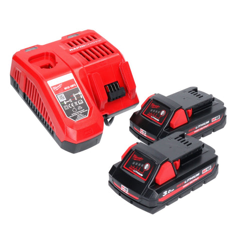 Milwaukee M18 NRG-302 Akku Starter Set High Output 2x 18 V 3,0 Ah / 3000 mAh Li-Ion Akku ( 2x 4932471069 ) + M12-18FC Ladegerät ( 4932451079 ) - Toolbrothers